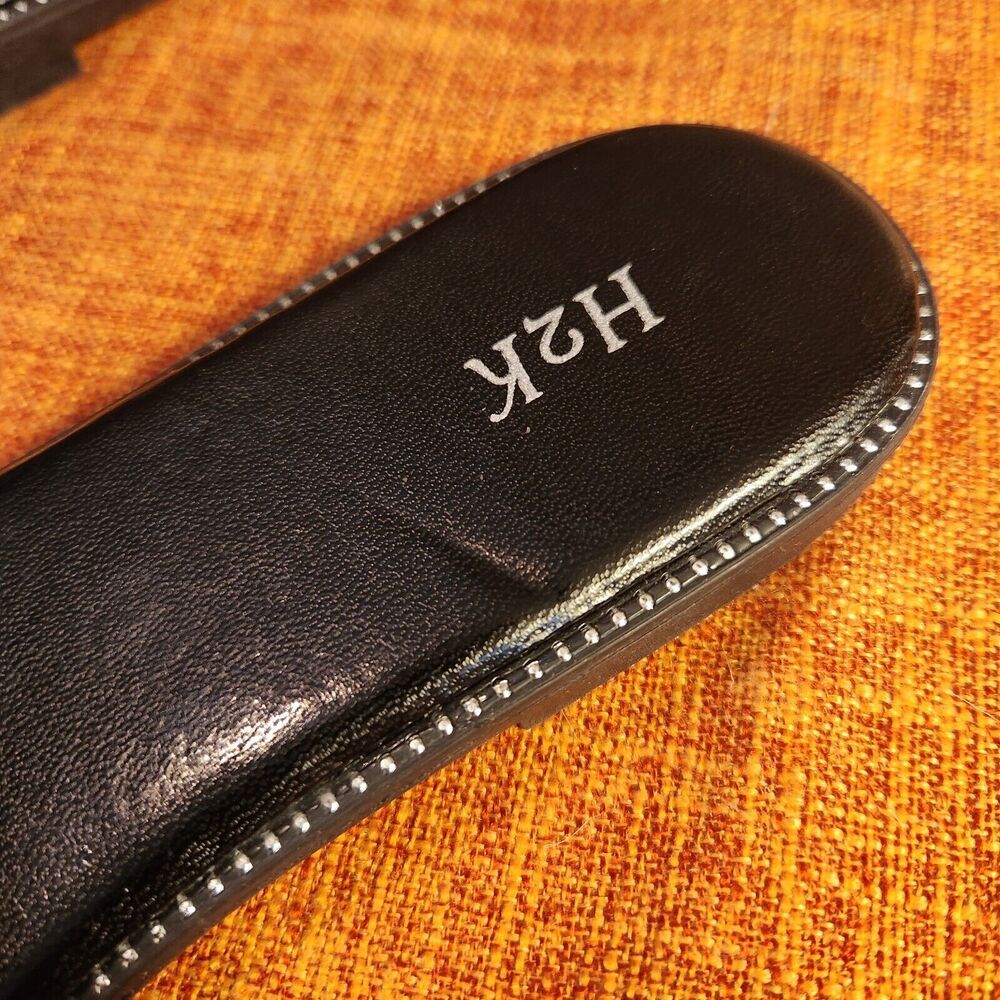 H2K Womens Glitter Bling Fancy Slide Flat Low Wedge Sparkle Sandals Shoes Black - Picture 7 of 7